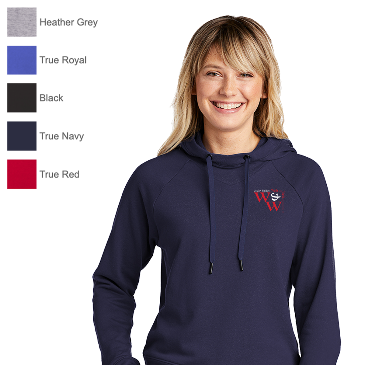 Ladies Lightweight French Terry Pullover Hoodie - Royal Blue - (Includes  School Logo)