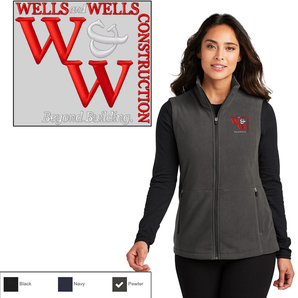 WWC24 - EMB - Wells and Wells Construction - Ladies Microfleece Vest