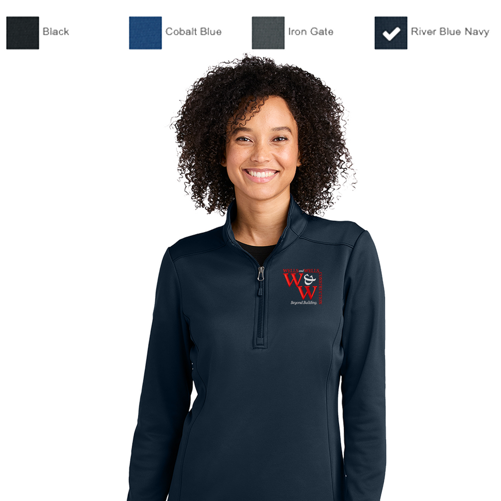 WWC25 - EMB - Wells & Wells Construction - Women's Mid Layer Fleece 1/2-Zip