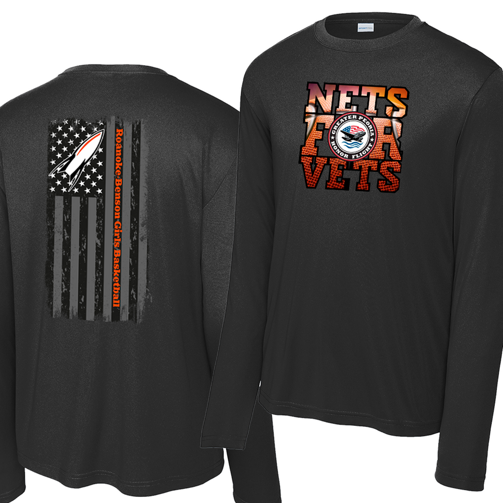 NFV25 - Nets for Vets - Long Sleeve Wicking Tee - Roanoke Design
