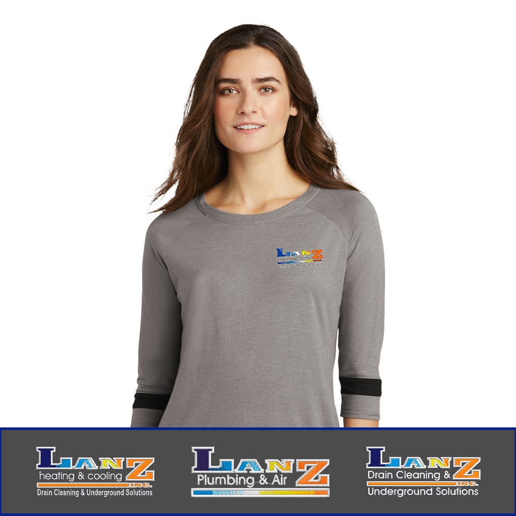 Lanz - EMB - Heating and Cooling Ladies 3/4-sleeve Triblend