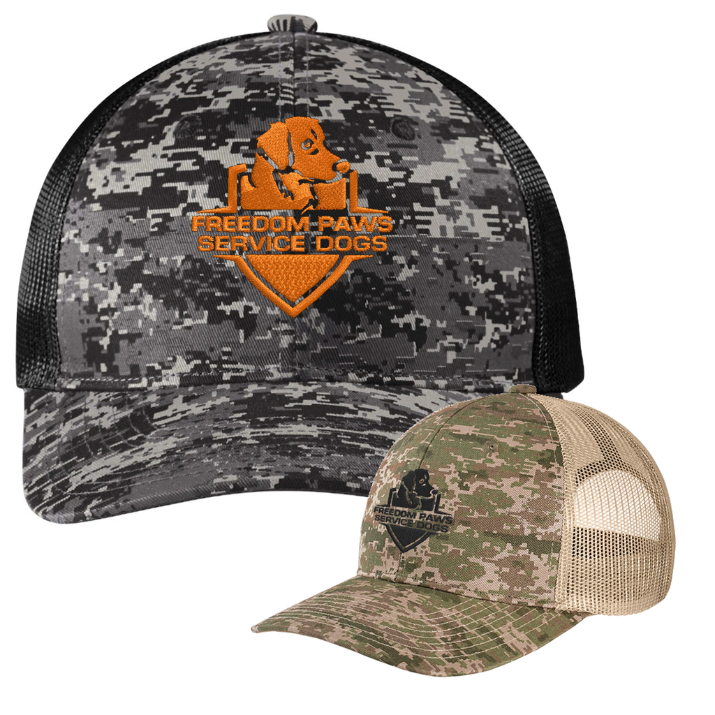 FPSD24 - EMB - Freedom Paws Service Dogs - Digi Camo Snapback Trucker Cap