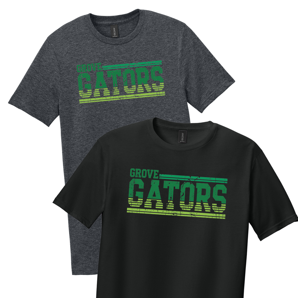 GGS26F - Grove Elementary - Adult T-Shirt - Grove Gators Line Print