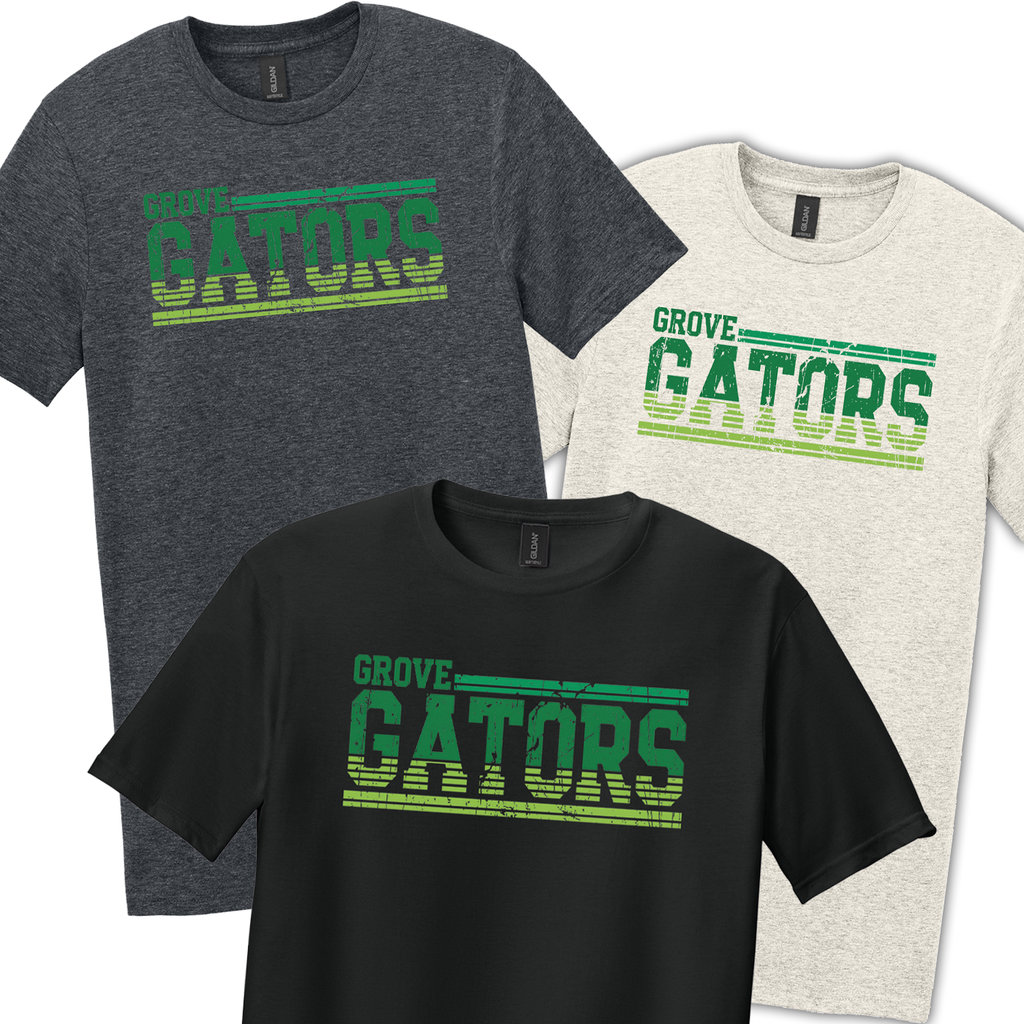 GGS26F - Grove Elementary - Adult T-Shirt - Grove Gators Line Print