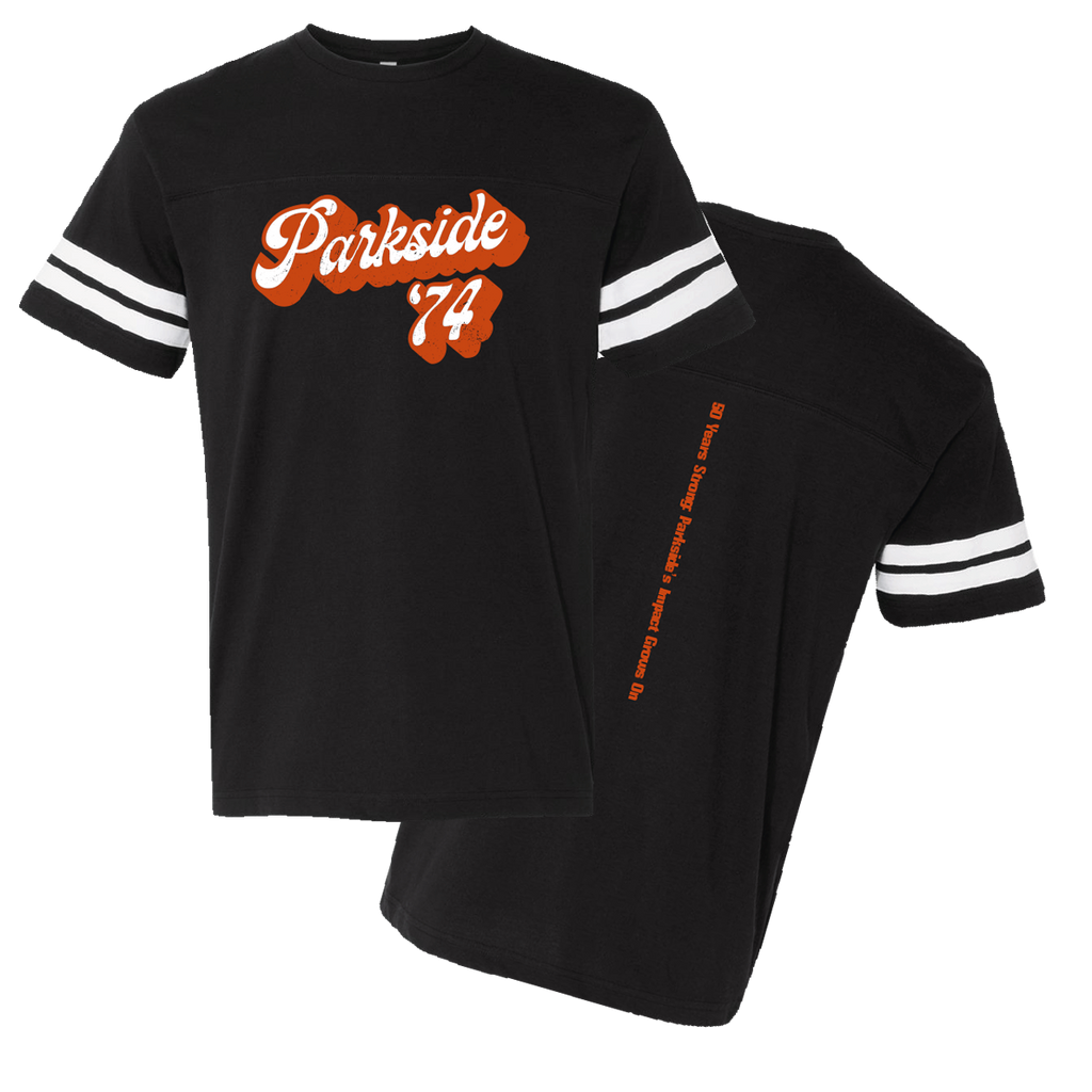 PSHB25 - Black/White Football Jersey Tee - "Parkside '74 Print"