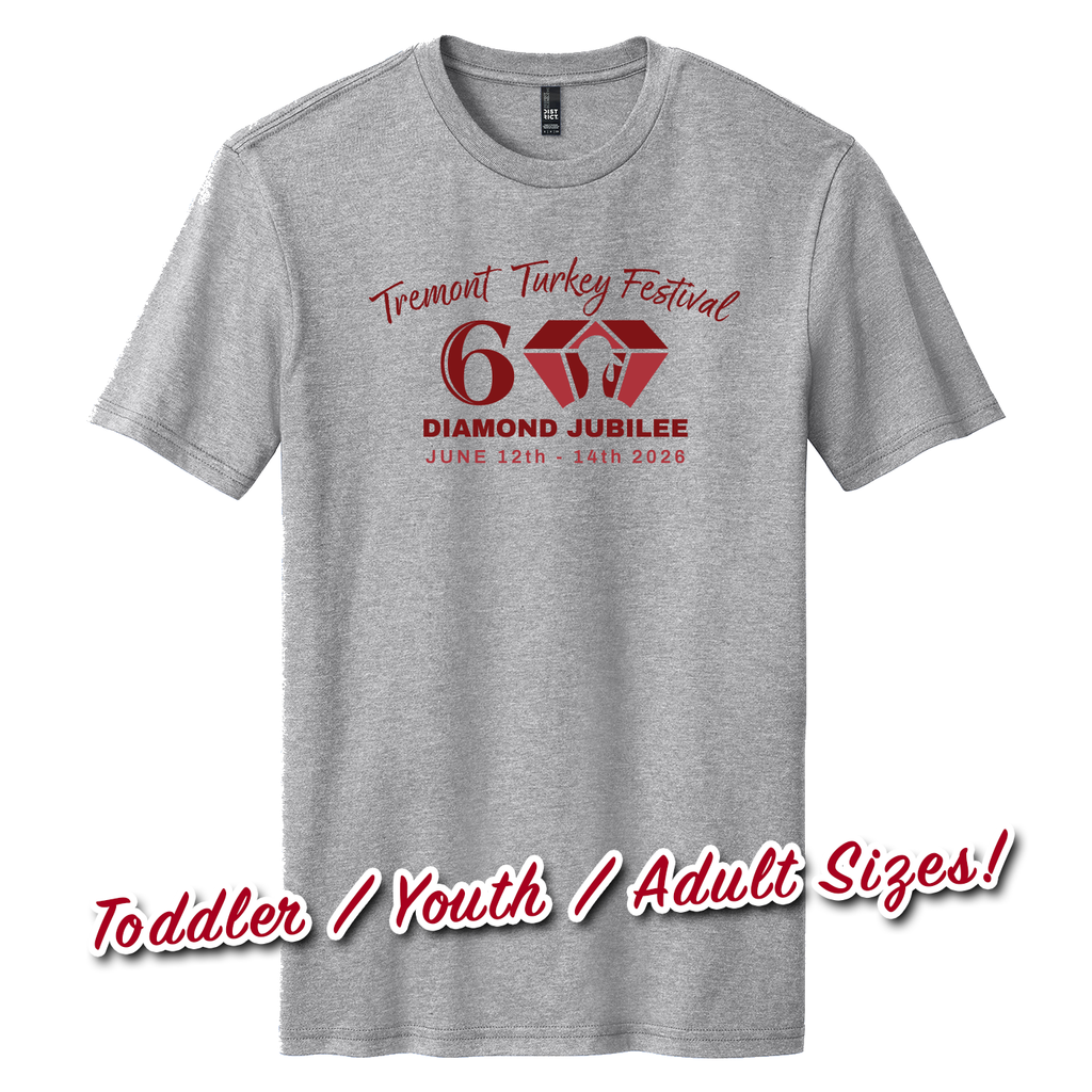 TTF26 - Tremont Turkey Festival - Grey Tee (maroon print)