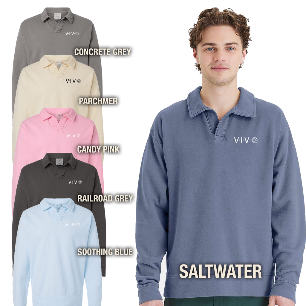 VIVO - Garment-Dyed Polo Collar Sweatshirt