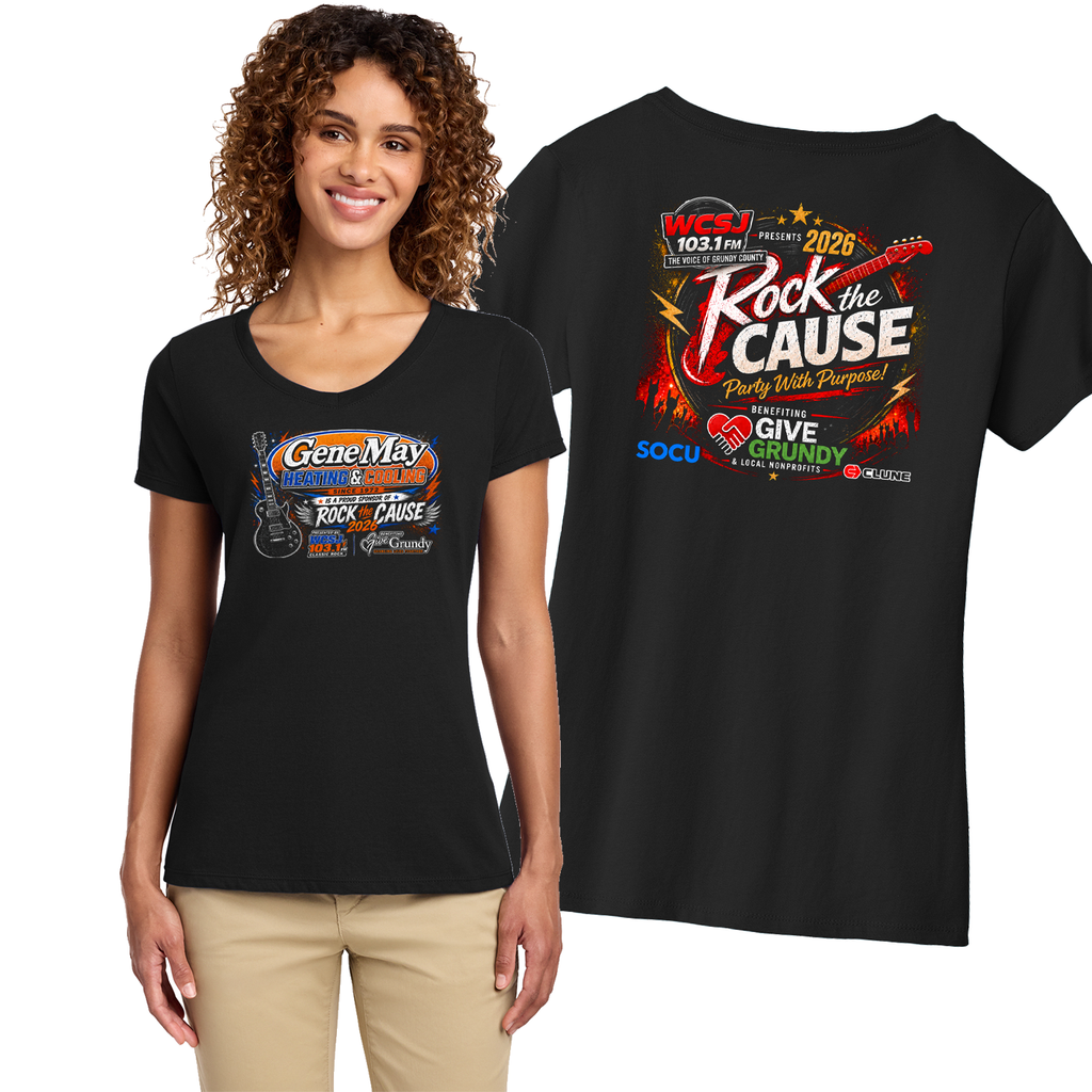 RTCGG26 - Rock The Cause - Ladies Wide V-Neck T-Shirt