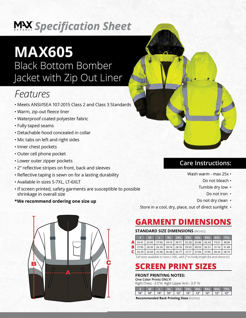 HC22 - EMB - Hoerr Construction - 2 in 1 Safety Bomber Jacket