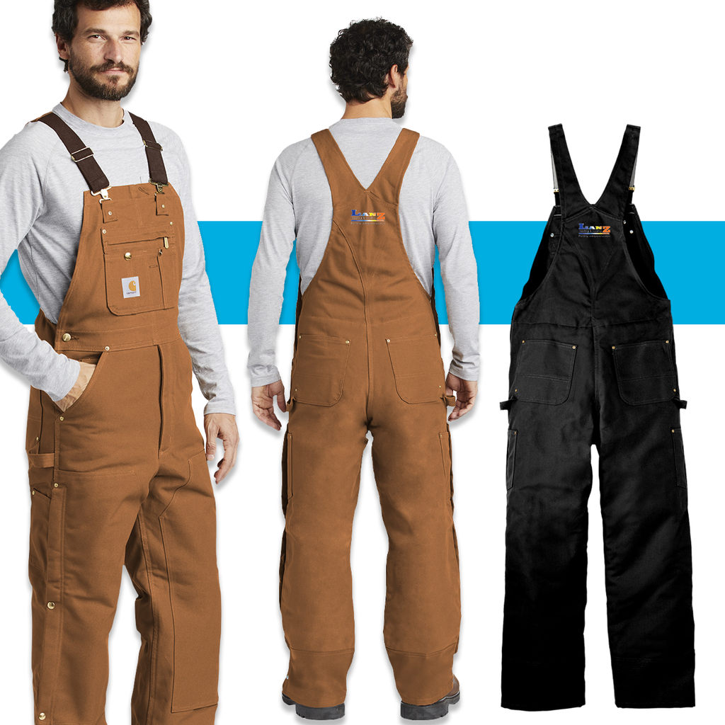 LANZ EMB Carhartt Duck Quilt Lined Zip To Thigh Bib Overalls