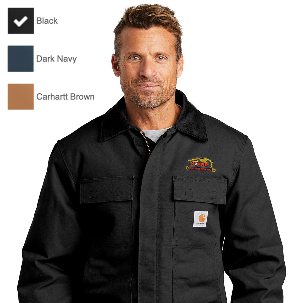 HC22 EMB Hoerr Construction Men s Carhartt Duck Traditional Coat