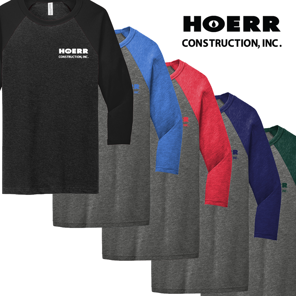 HC22 - Hoerr Construction - Unisex 3/4 Sleeve Baseball Tee