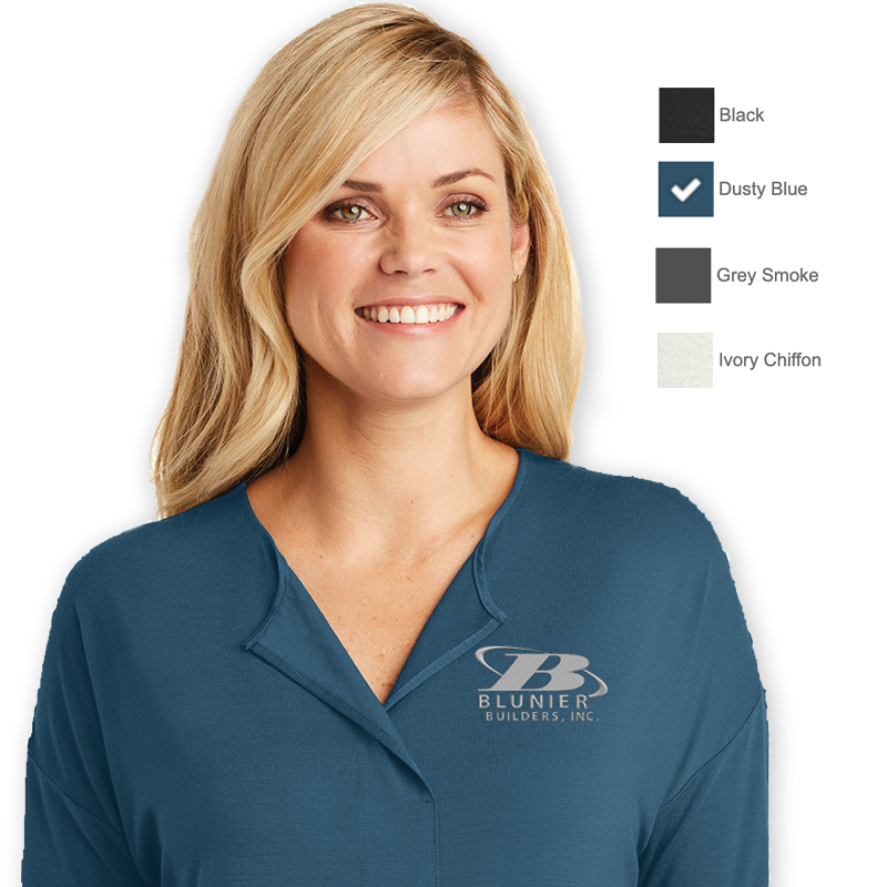 BB - EMB - Port Authority Ladies Concept 3/4 Sleeve Soft Split Neck Top