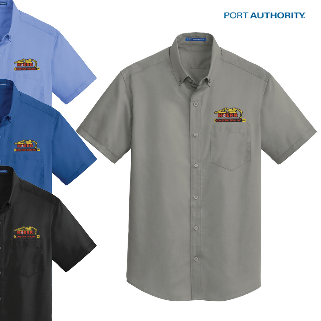 HC22 - EMB - Hoerr Construction - Unisex Port Authority® Short Sleeve Twill Shirt