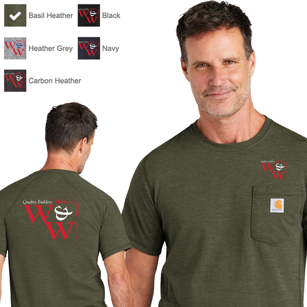 WWC22 - Wells & Wells Construction - Carhartt Force Short Sleeve Pocket Tee